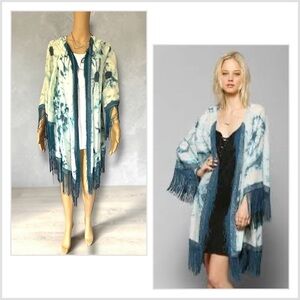 Staring at Stars Tie-Dye Fringe Open Cardigan / Kimono